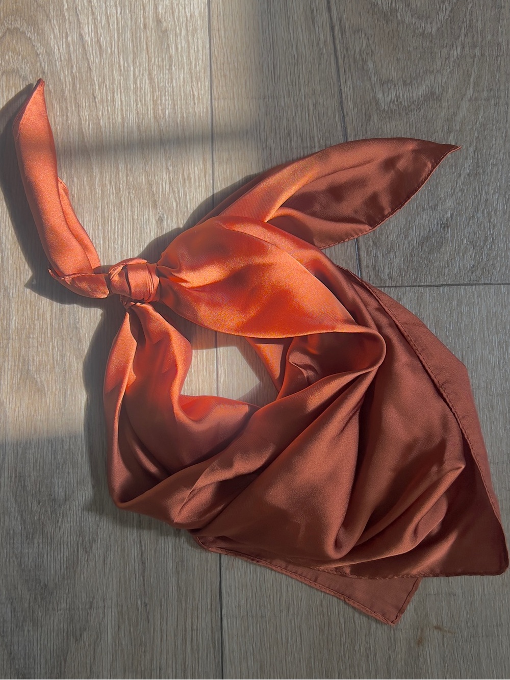 SHEIN Satin Orange Tie-Neck Scarf